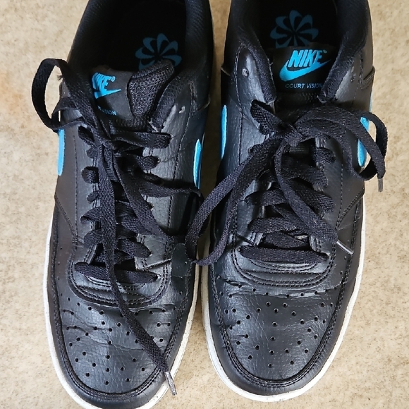 Nike Court Vision Men's Black Sneakers with Blue Accents 9 - Picture 11 of 13